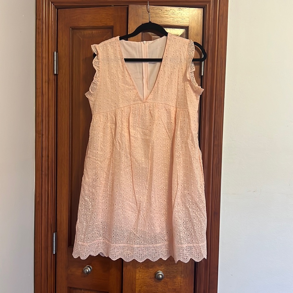 Pink Eyelet Dress with Flutter Sleeves Small